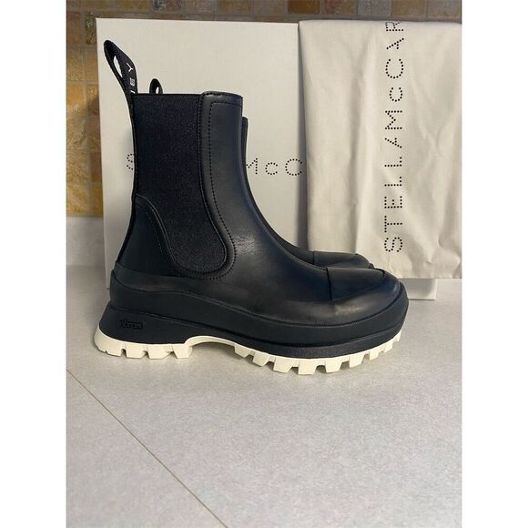 Stella McCartney Women's Trace Black Chelsea Chunky Ankle Boots‎ 35/5 - Picture 2 of 7